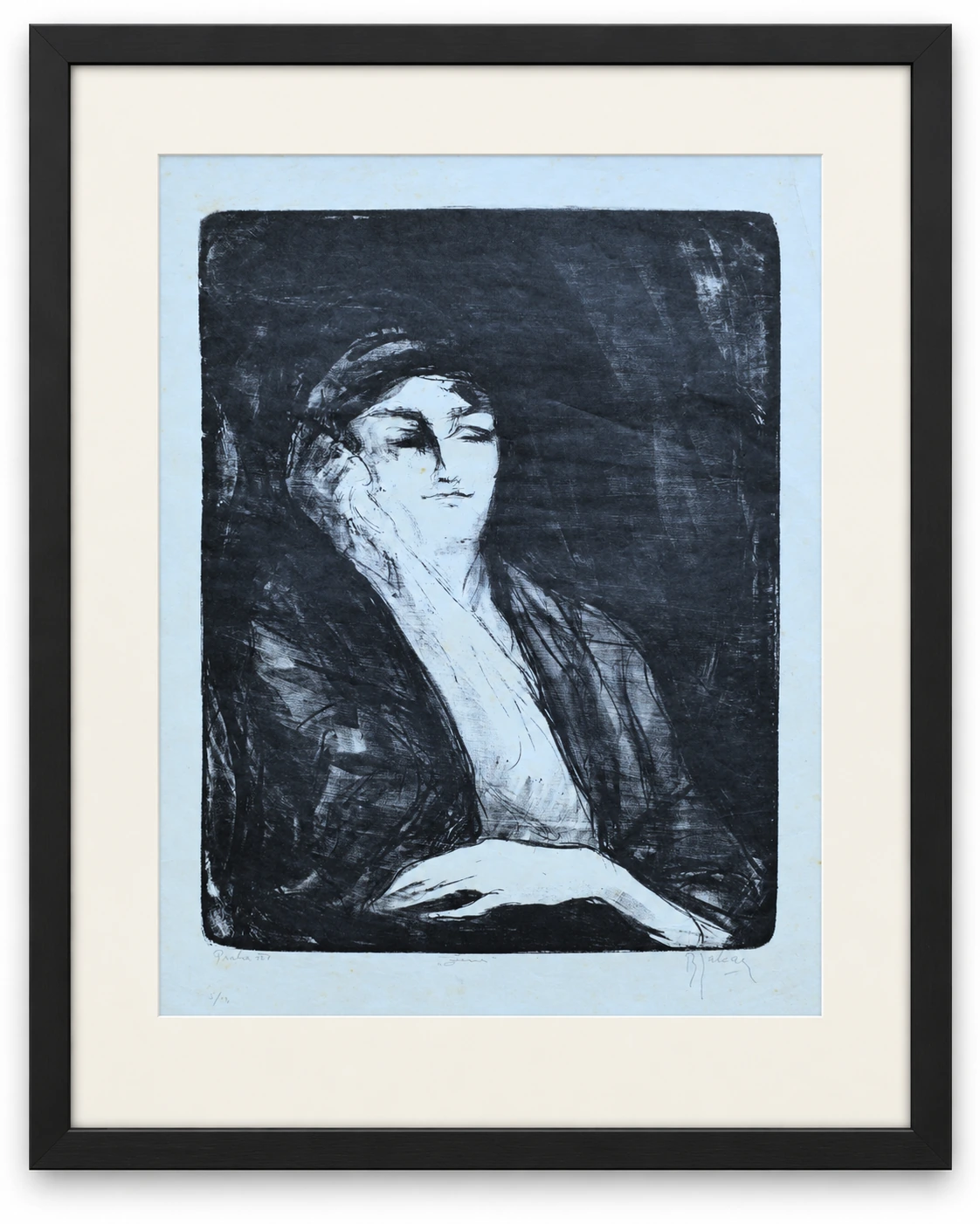 Ženski portret — Božidar Jakac, uokvirjena predstavitev